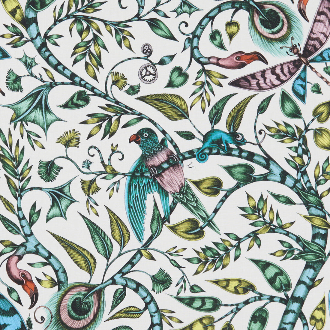 Rousseau fabric in jungle color - pattern F1113/03.CAC.0 - by Clarke And Clarke in the Animalia By Emma J Shipley For C&amp;C collection