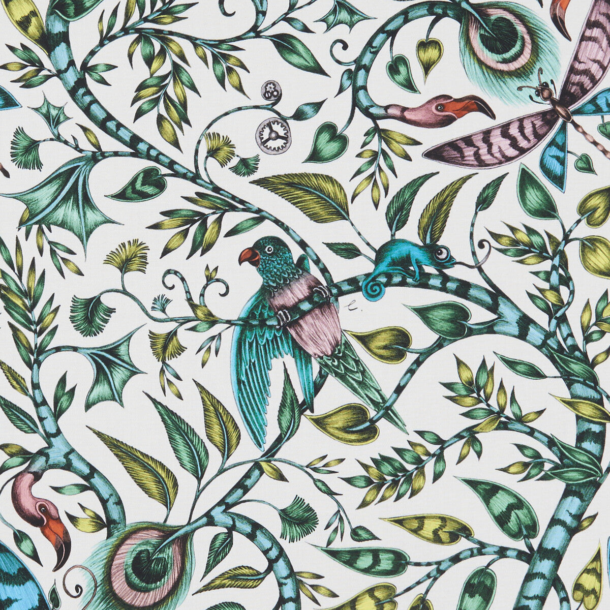 Rousseau fabric in jungle color - pattern F1113/03.CAC.0 - by Clarke And Clarke in the Animalia By Emma J Shipley For C&C collection