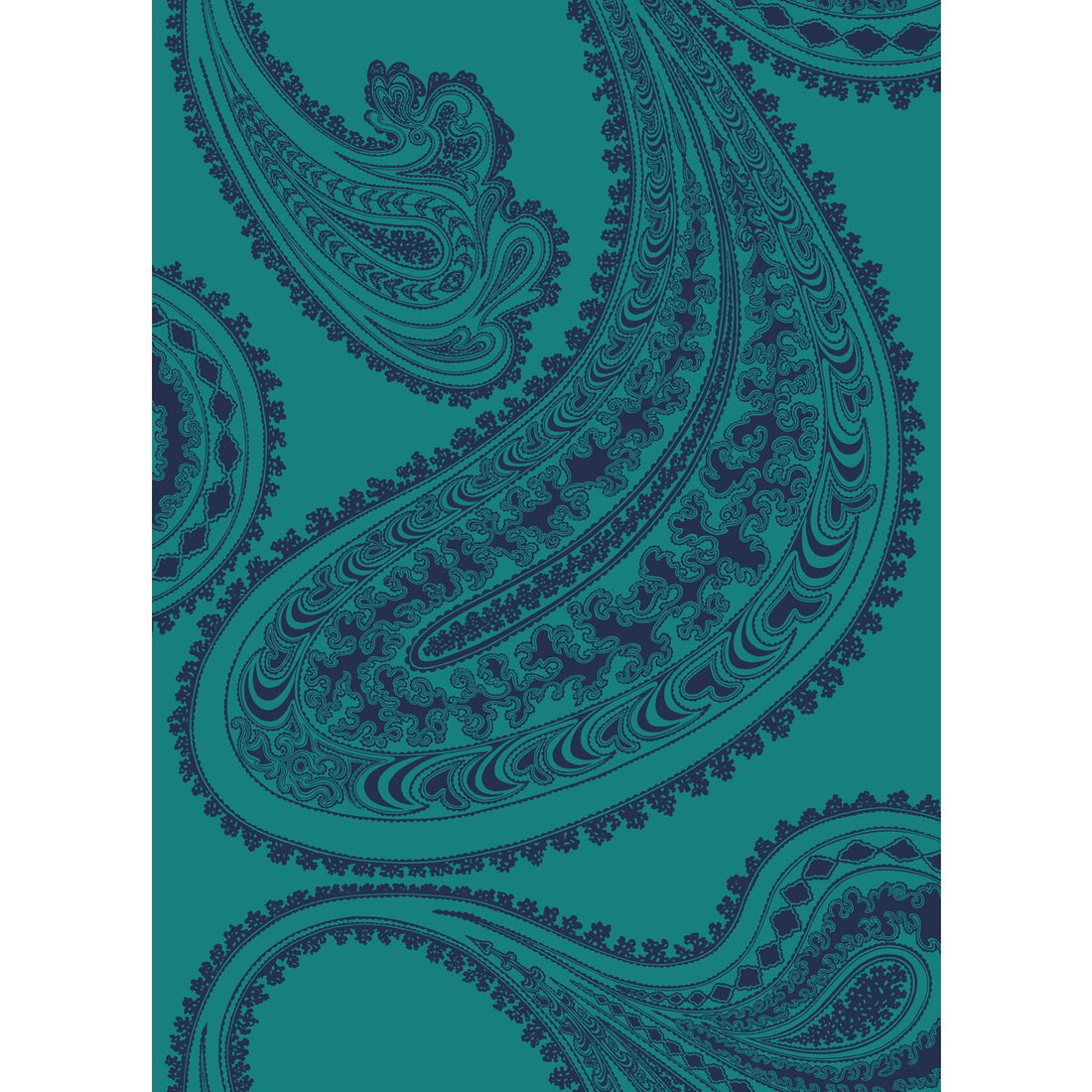 Rajapur fabric in ink on petrol color - pattern F111/10036.CS.0 - by Cole &amp; Son in the Cole &amp; Son Contemporary Fabrics collection