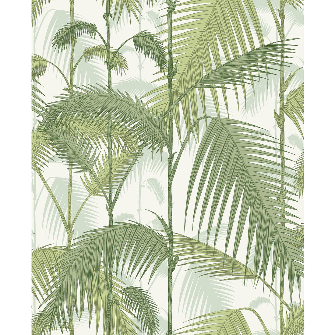 Palm Jungle fabric in olv grn on wht color - pattern F111/2007L.CS.0 - by Cole &amp; Son in the Cole &amp; Son Contemporary Fabrics collection