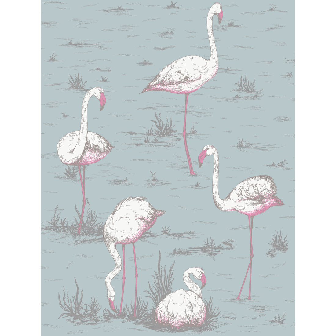 Flamingos fabric in wht/fuch on sfoam color - pattern F111/3010L.CS.0 - by Cole &amp; Son in the Cole &amp; Son Contemporary Fabrics collection