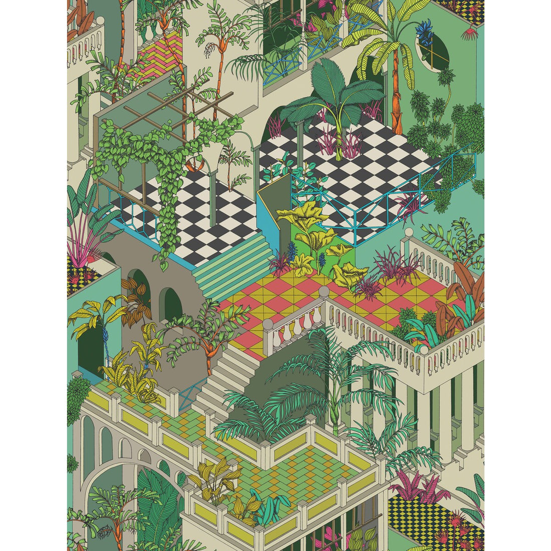Miami fabric in olivegreen multi color - pattern F111/4013.CS.0 - by Cole &amp; Son in the Cole &amp; Son Contemporary Fabrics collection