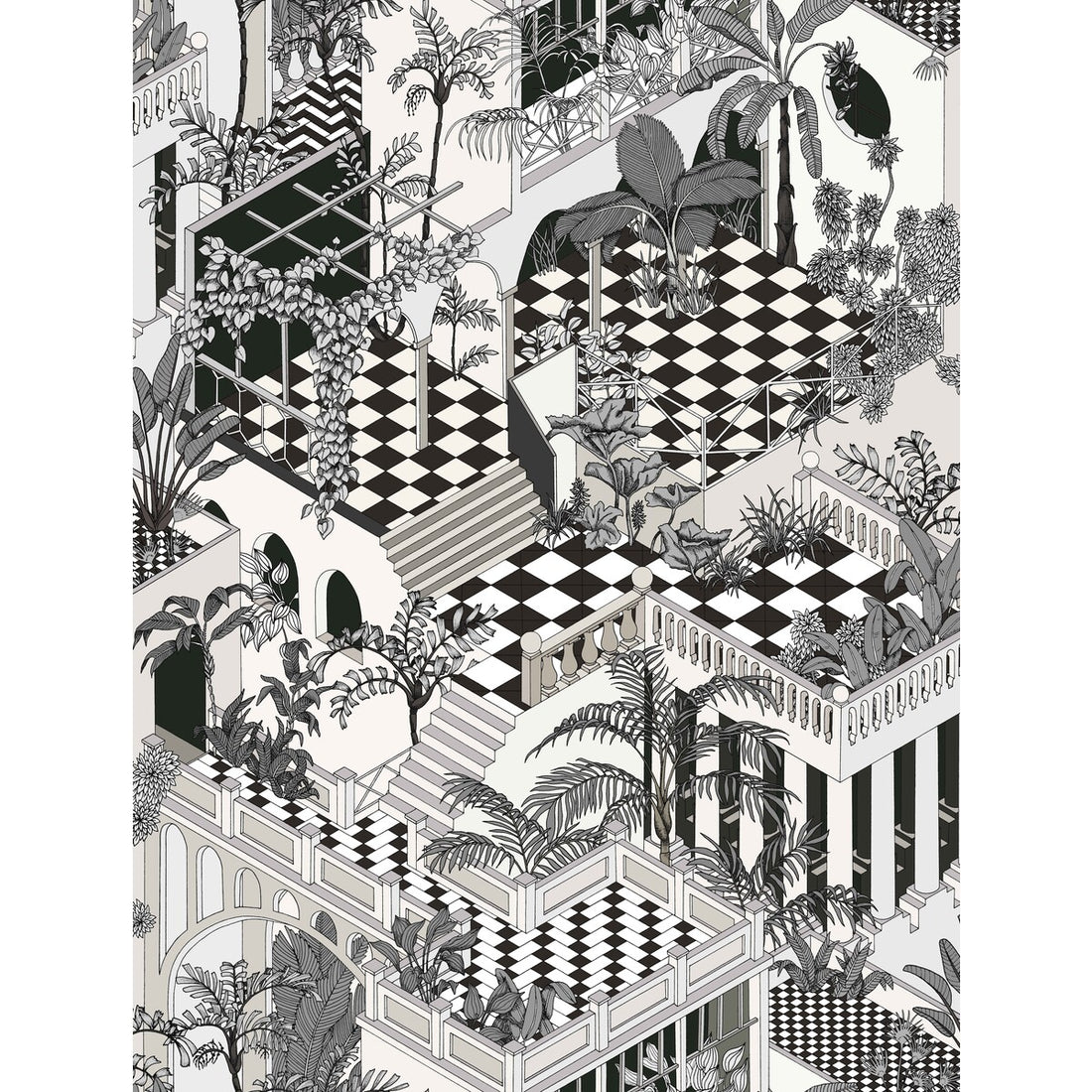 Miami fabric in blk wht color - pattern F111/4014.CS.0 - by Cole &amp; Son in the Cole &amp; Son Contemporary Fabrics collection