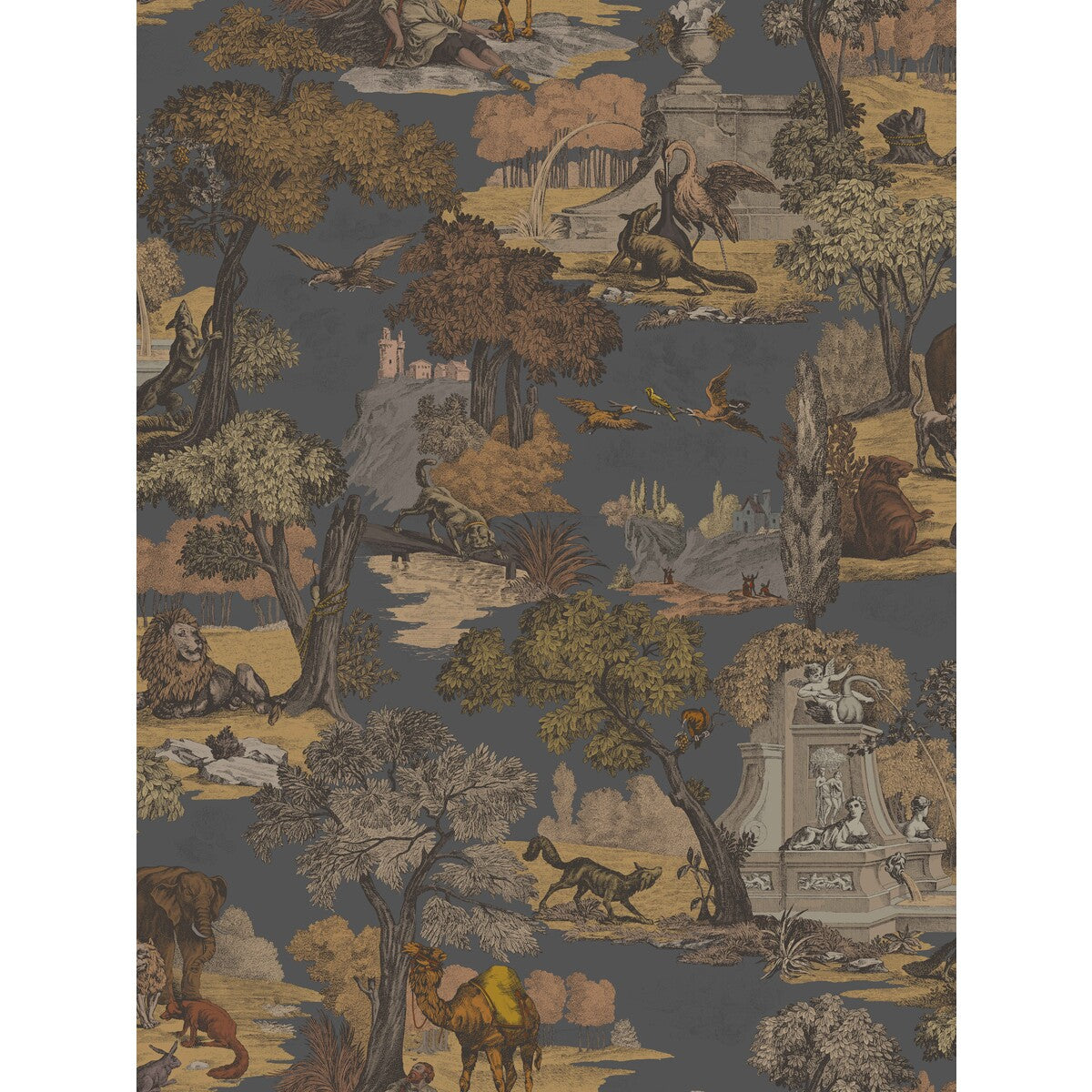 Versailles Grand fabric in gngr char color - pattern F111/6024.CS.0 - by Cole & Son in the Cole & Son Contemporary Fabrics collection