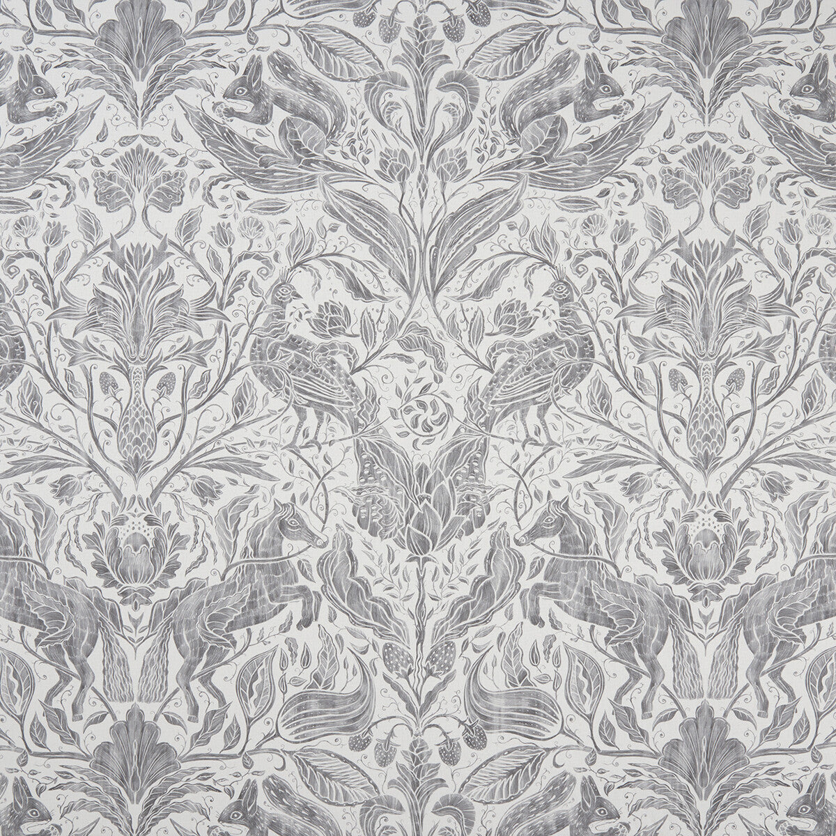 Forest Trail fabric in smoke color - pattern F1159/03.CAC.0 - by Clarke And Clarke in the Clarke & Clarke Country Garden collection