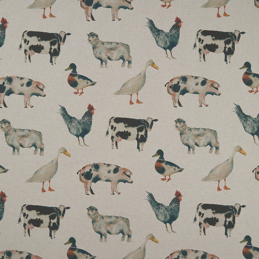 On The Farm fabric in linen color - pattern F1169/01.CAC.0 - by Clarke And Clarke in the Clarke &amp; Clarke Country Garden collection