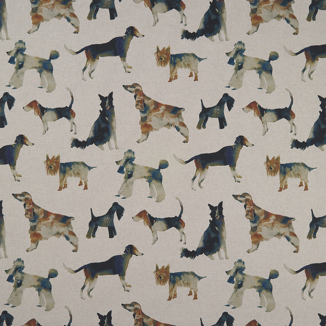 Walkies fabric in linen color - pattern F1176/01.CAC.0 - by Clarke And Clarke in the Clarke &amp; Clarke Country Garden collection