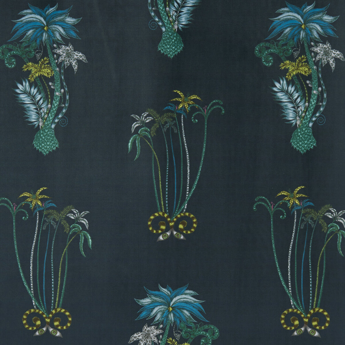 Jungle Velvet fabric in navy color - pattern F1209/01.CAC.0 - by Clarke And Clarke in the Animalia By Emma J Shipley For C&amp;C collection