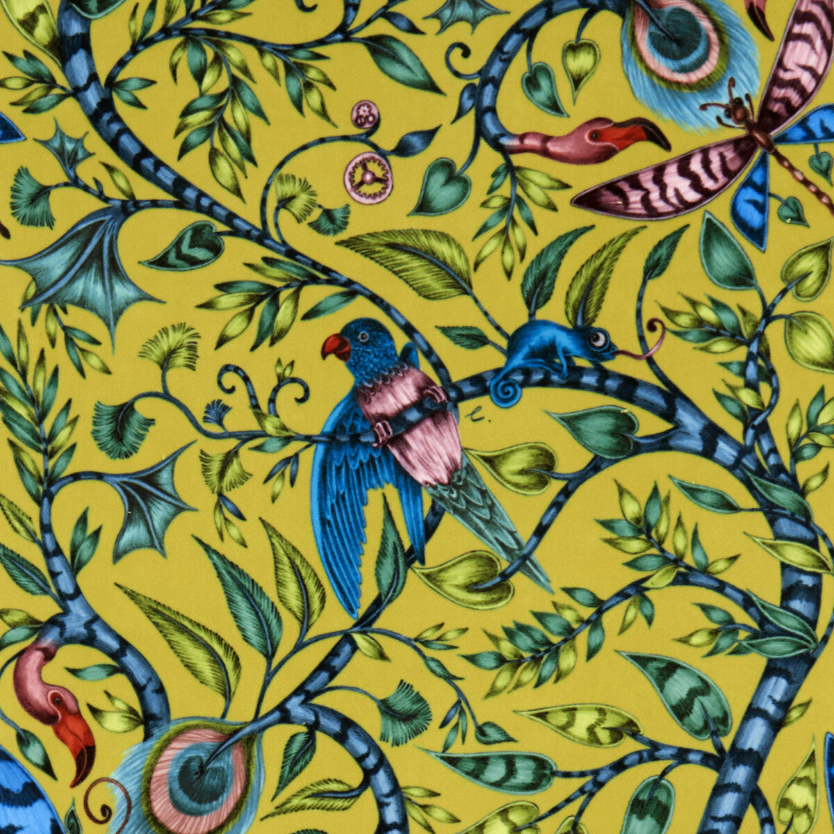 Rousseau Velvet fabric in lime color - pattern F1212/01.CAC.0 - by Clarke And Clarke in the Animalia By Emma J Shipley For C&C collection