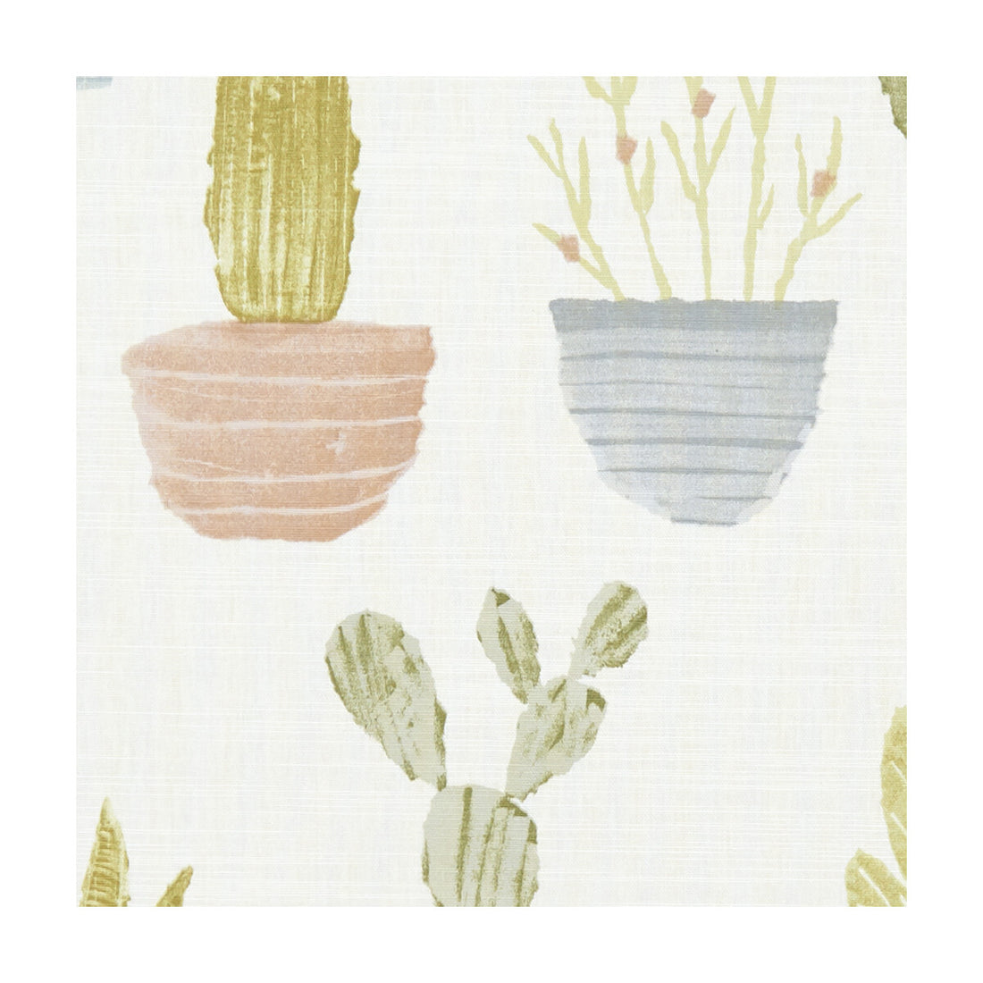 Cactus fabric in pastel color - pattern F1233/04.CAC.0 - by Clarke And Clarke in the Roof Garden By Studio G For C&amp;C collection