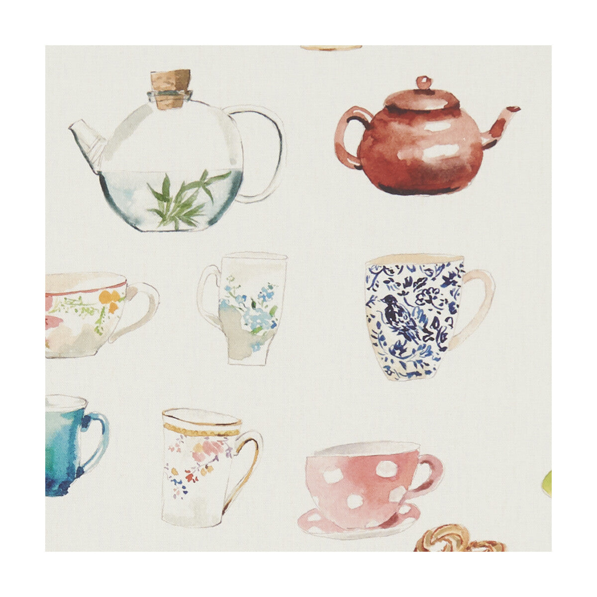 Afternoon Tea fabric in cream color - pattern F1253/01.CAC.0 - by Clarke And Clarke in the Village Life By Studio G For C&C collection