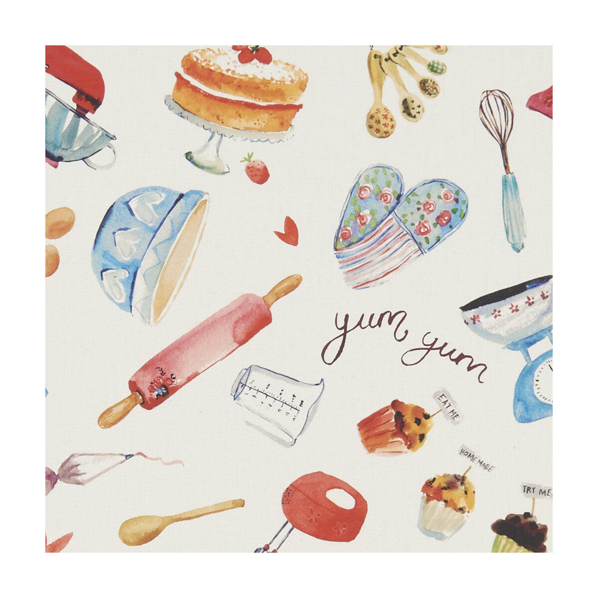 Bake Off fabric in cream color - pattern F1254/01.CAC.0 - by Clarke And Clarke in the Village Life By Studio G For C&C collection