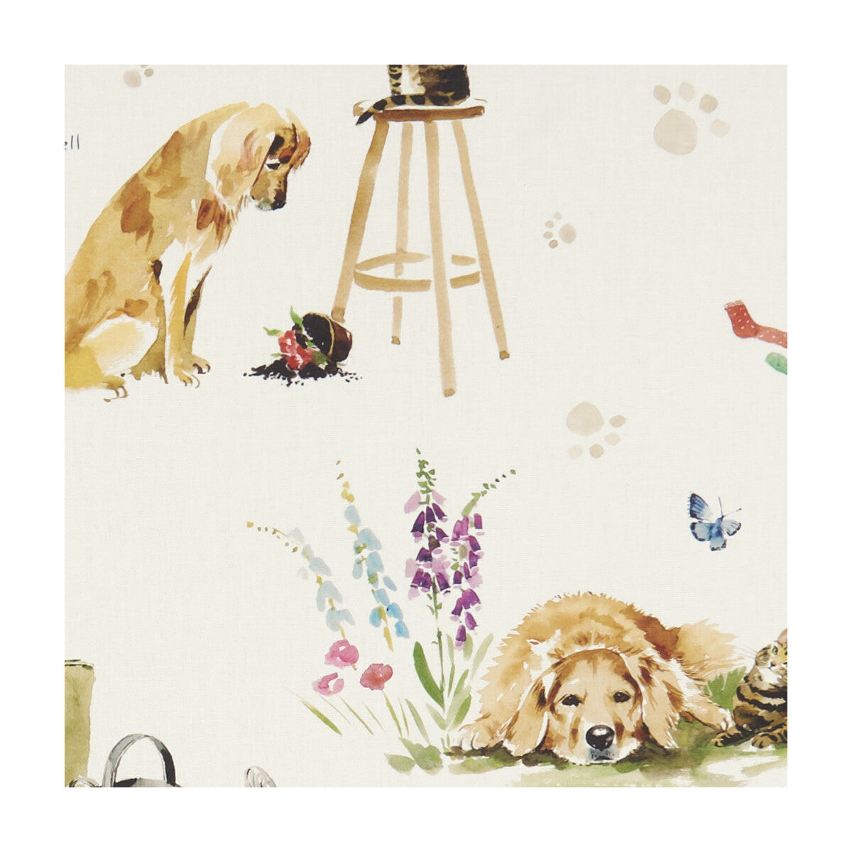 Best Of Friends fabric in cream color - pattern F1256/01.CAC.0 - by Clarke And Clarke in the Village Life By Studio G For C&C collection