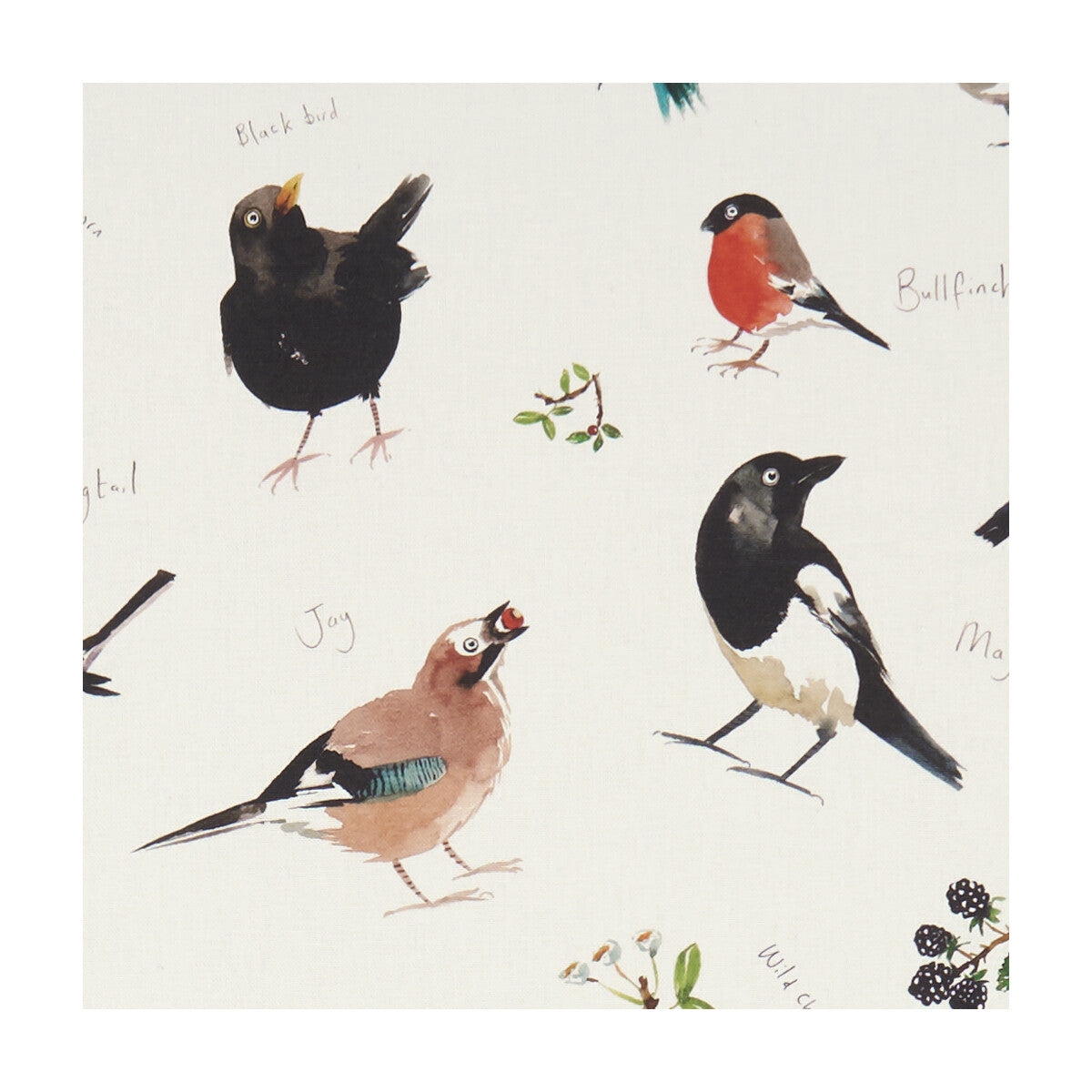 Bird Watch fabric in cream color - pattern F1257/01.CAC.0 - by Clarke And Clarke in the Village Life By Studio G For C&C collection