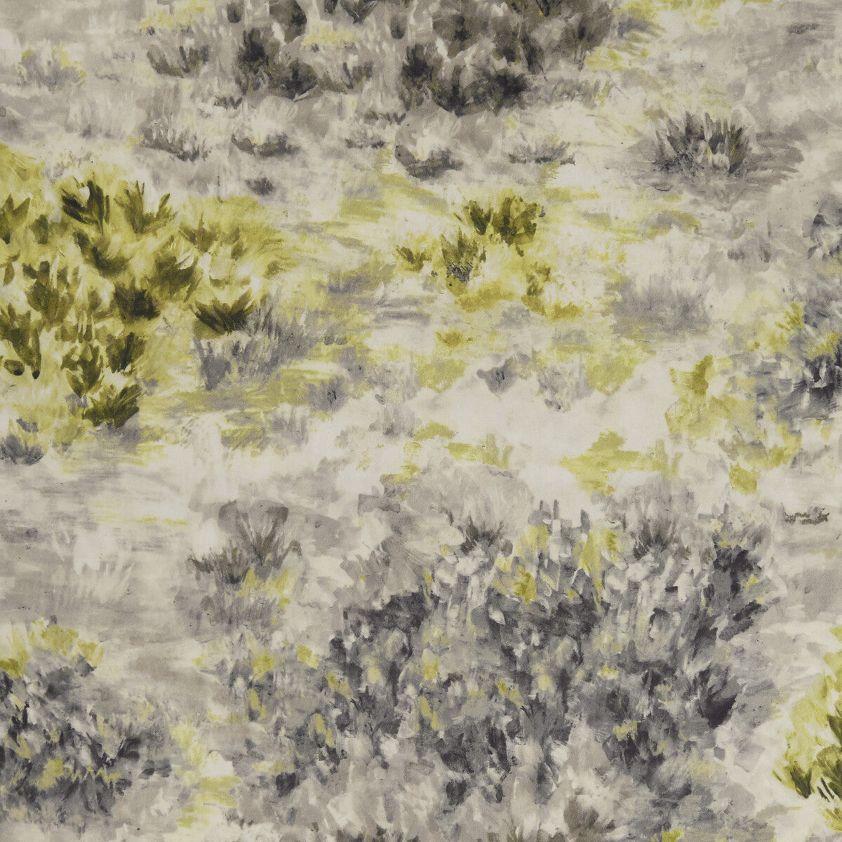 Fiore fabric in charcoal/chartreuse color - pattern F1298/01.CAC.0 - by Clarke And Clarke in the Clarke & Clarke Exotica collection