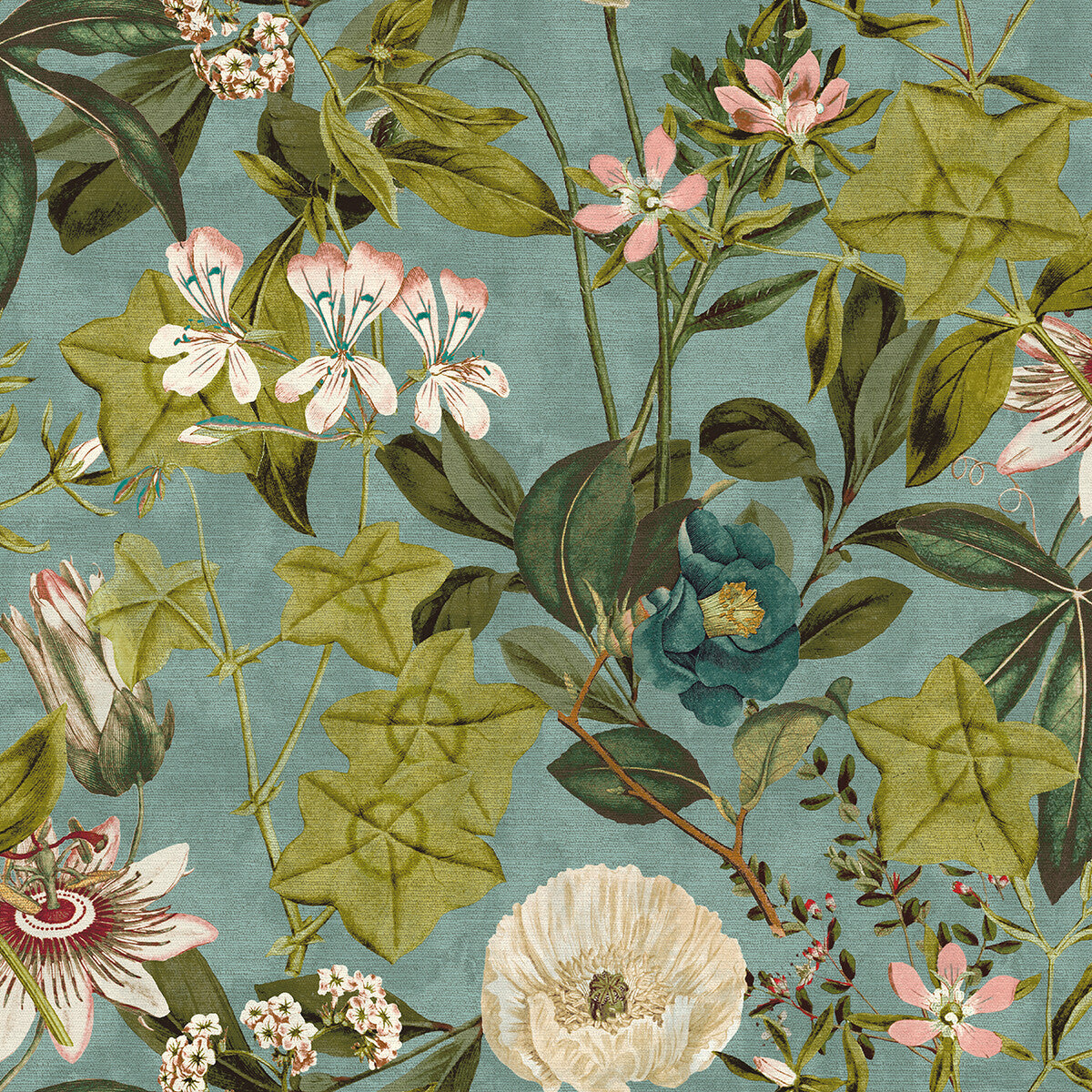 Passiflora fabric in mineral/blush color - pattern F1304/04.CAC.0 - by Clarke And Clarke in the Clarke & Clarke Exotica collection