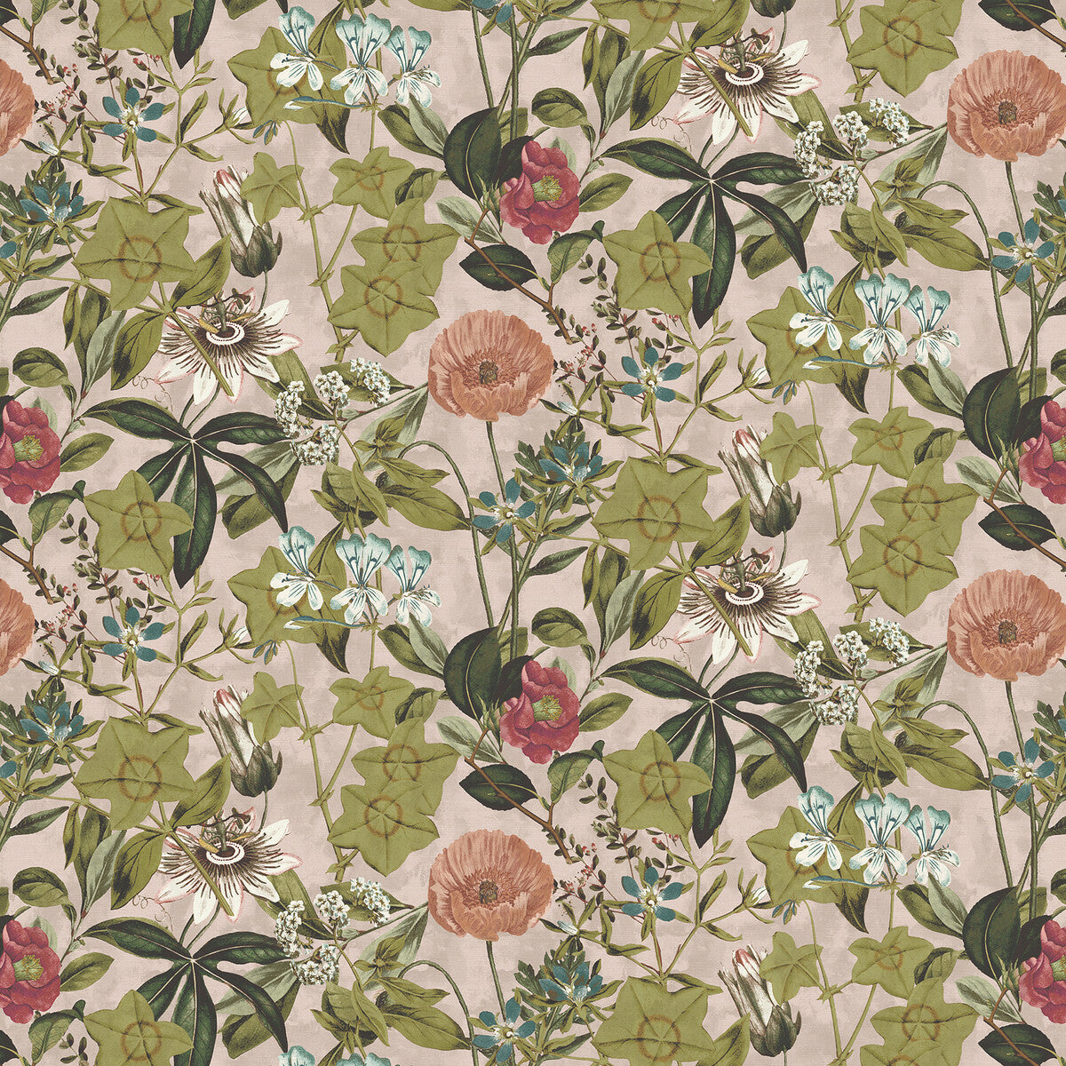 Passiflora fabric in blush velvet color - pattern F1304/06.CAC.0 - by Clarke And Clarke in the Clarke & Clarke Exotica 2 collection