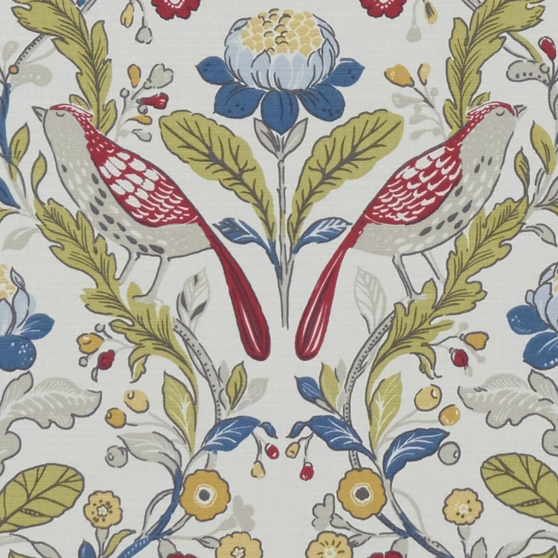 Orchard Birds fabric in birds rouge color - pattern F1316/06.CAC.0 - by Clarke And Clarke in the Sherwood By Studio G For C&amp;C collection