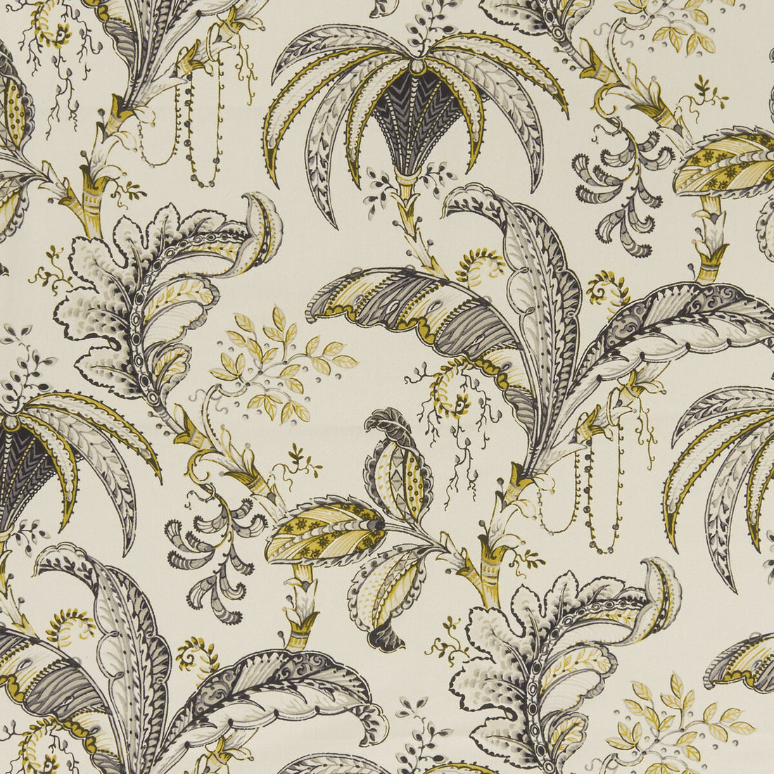 Ophelia fabric in charcoal/ochre color - pattern F1330/01.CAC.0 - by Clarke And Clarke in the Clarke &amp; Clarke Eden collection