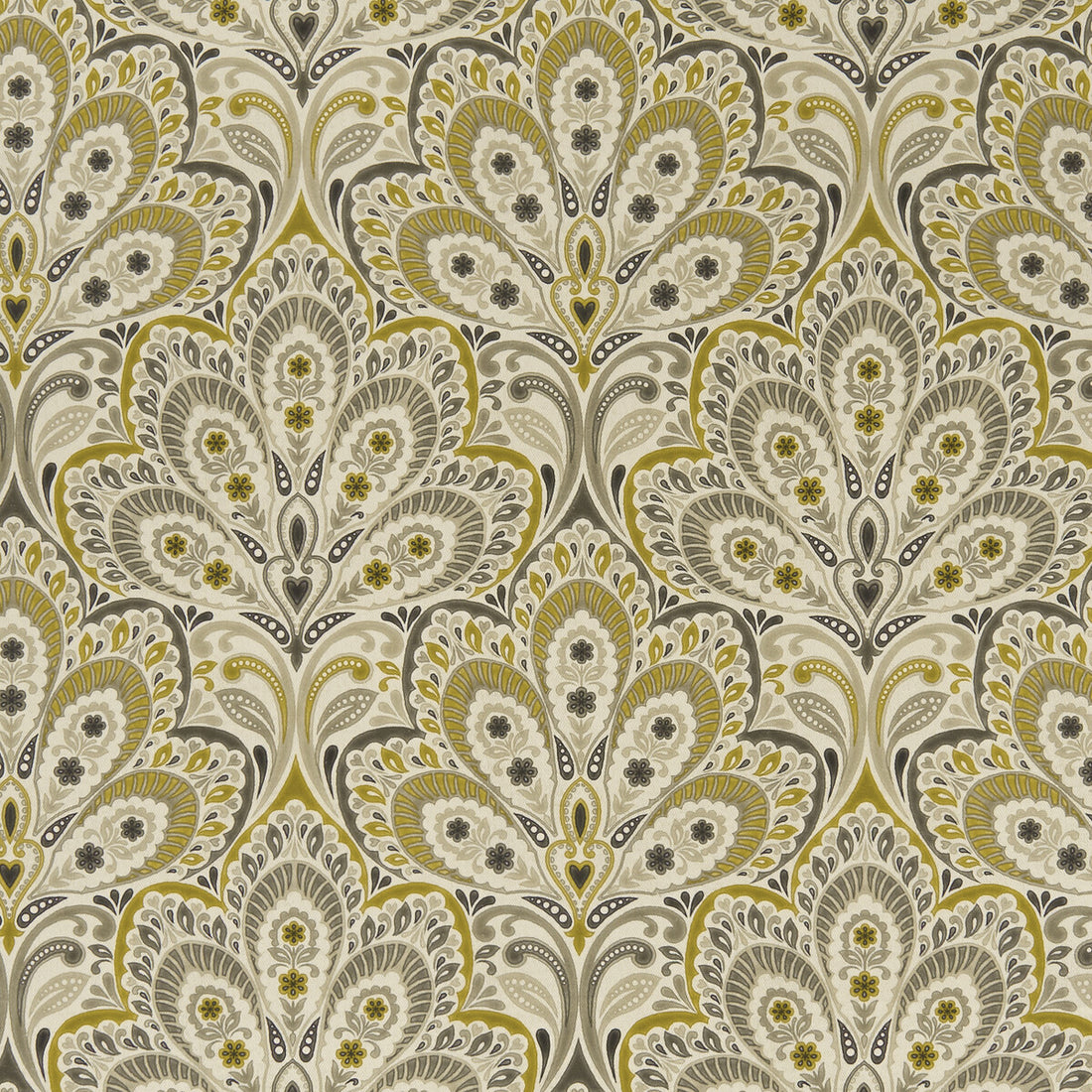 Persia fabric in charcoal/ochre color - pattern F1332/01.CAC.0 - by Clarke And Clarke in the Clarke &amp; Clarke Eden collection