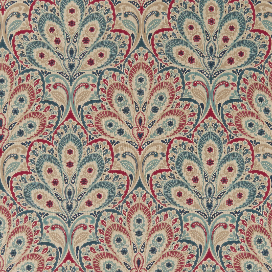 Persia fabric in denim/raspberry color - pattern F1332/02.CAC.0 - by Clarke And Clarke in the Clarke &amp; Clarke Eden collection