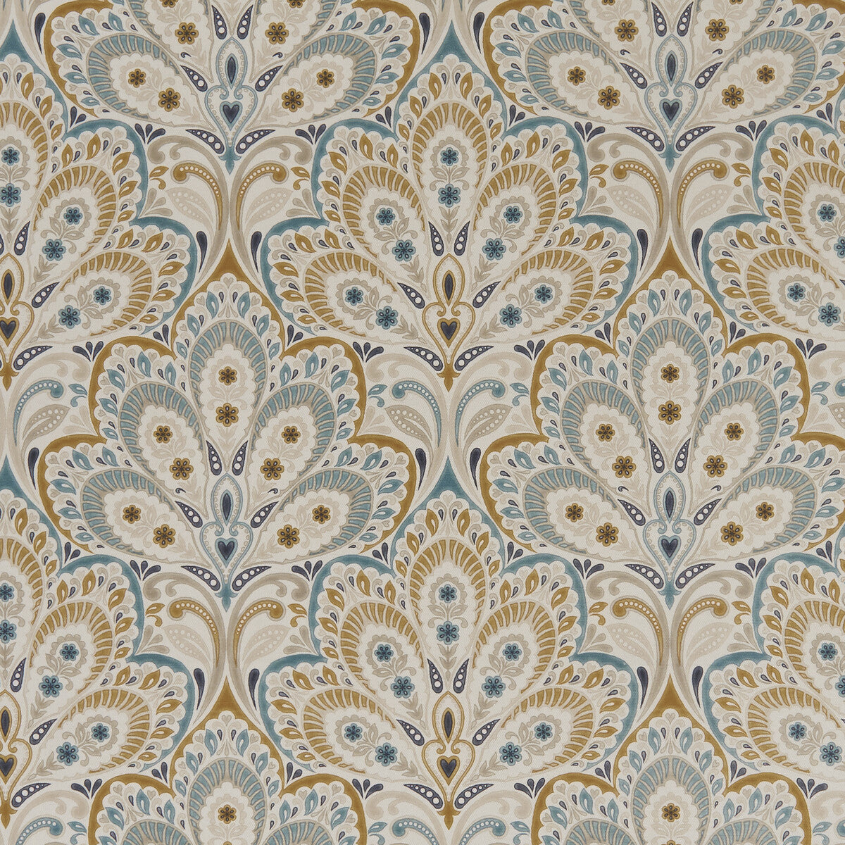 Persia fabric in teal/spice color - pattern F1332/05.CAC.0 - by Clarke And Clarke in the Clarke & Clarke Eden collection