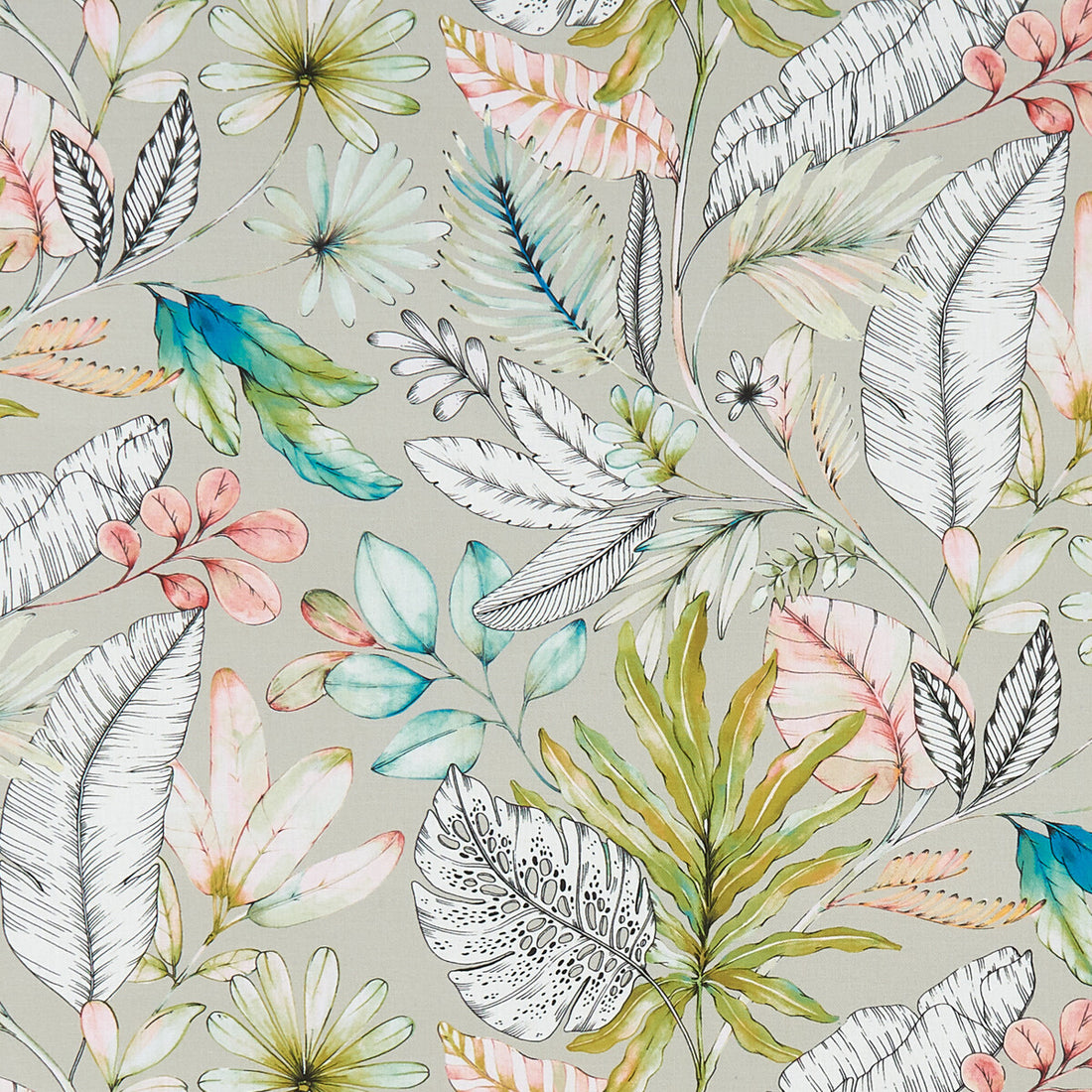 Tropicana fabric in pastel color - pattern F1363/03.CAC.0 - by Clarke And Clarke in the Palmero By Studio G For C&amp;C collection