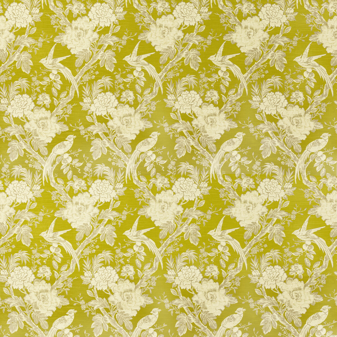 Avium fabric in chartreuse color - pattern F1429/03.CAC.0 - by Clarke And Clarke in the Clarke &amp; Clarke Botanist collection