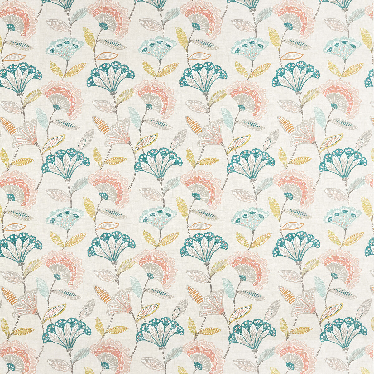 Bohemia fabric in coral/teal color - pattern F1462/02.CAC.0 - by Clarke And Clarke in the Bohemia By Studio G For C&C collection