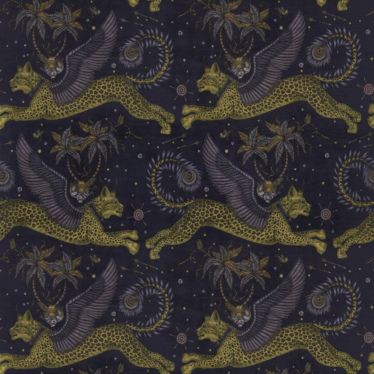 Lynx Velvet fabric in charcoal color - pattern F1478/01.CAC.0 - by Clarke And Clarke in the Wilderie By Emma J Shipley For C&C collection