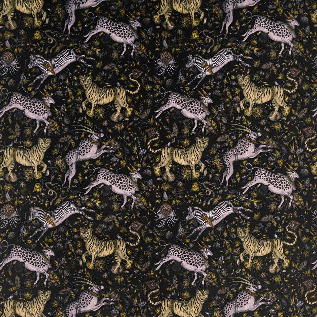 Protea Velvet fabric in charcoal color - pattern F1479/02.CAC.0 - by Clarke And Clarke in the Wilderie By Emma J Shipley For C&amp;C collection