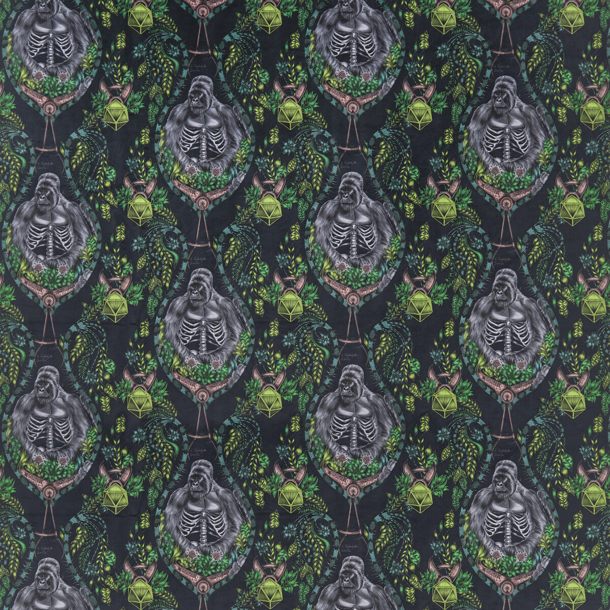 Silverback Velvt fabric in charcoal color - pattern F1480/01.CAC.0 - by Clarke And Clarke in the Wilderie By Emma J Shipley For C&C collection