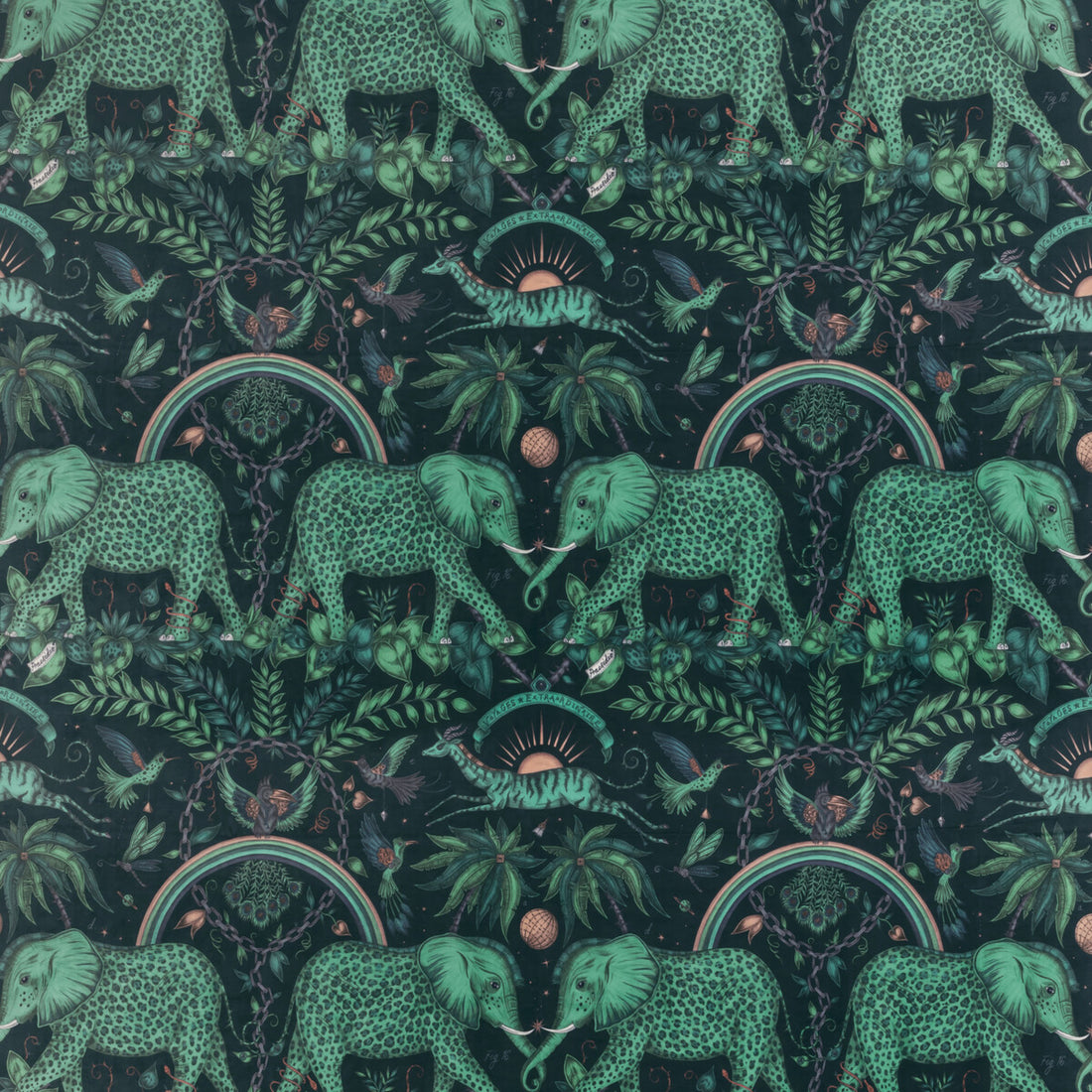 Zambezi Velvet fabric in teal color - pattern F1481/02.CAC.0 - by Clarke And Clarke in the Wilderie By Emma J Shipley For C&amp;C collection
