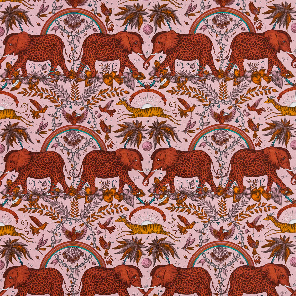 Zambezi Satin fabric in blush color - pattern F1487/01.CAC.0 - by Clarke And Clarke in the Wilderie By Emma J Shipley For C&C collection