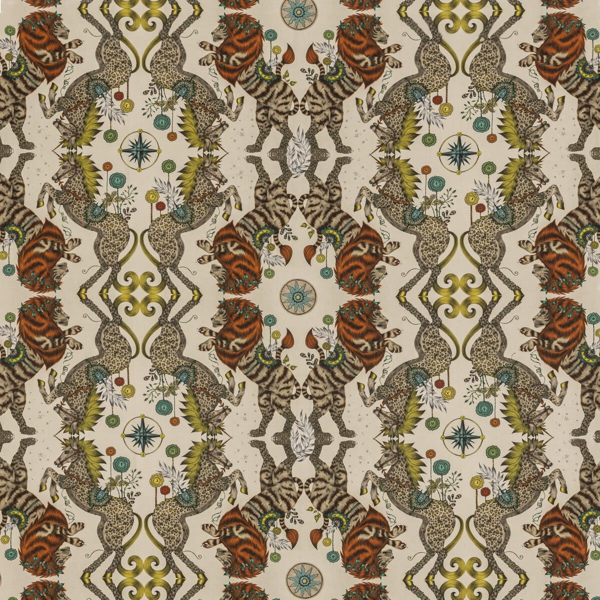 Caspian Linen fabric in gold color - pattern F1488/01.CAC.0 - by Clarke And Clarke in the Wilderie By Emma J Shipley For C&C collection