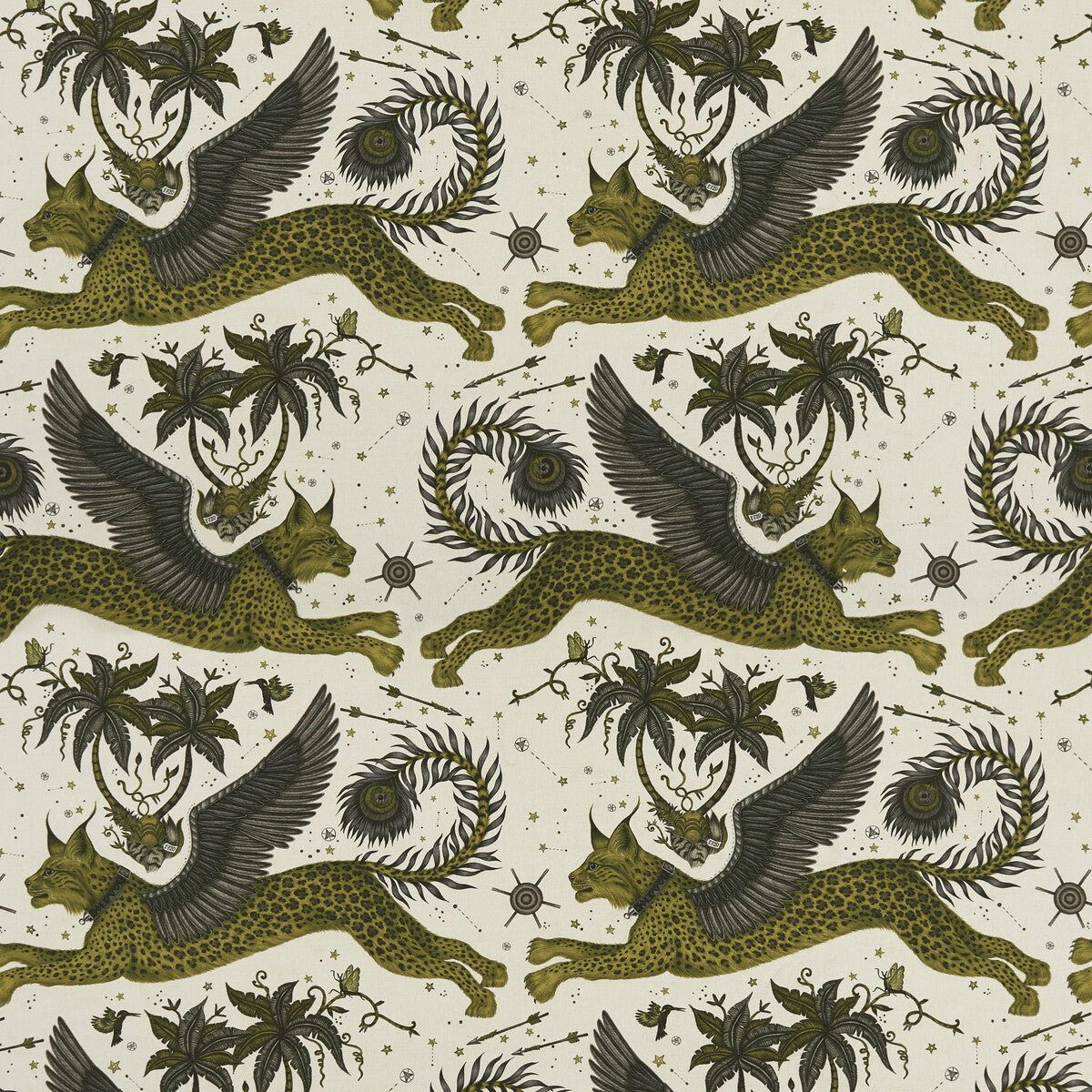 Lynx Linen fabric in gold color - pattern F1492/01.CAC.0 - by Clarke And Clarke in the Wilderie By Emma J Shipley For C&C collection