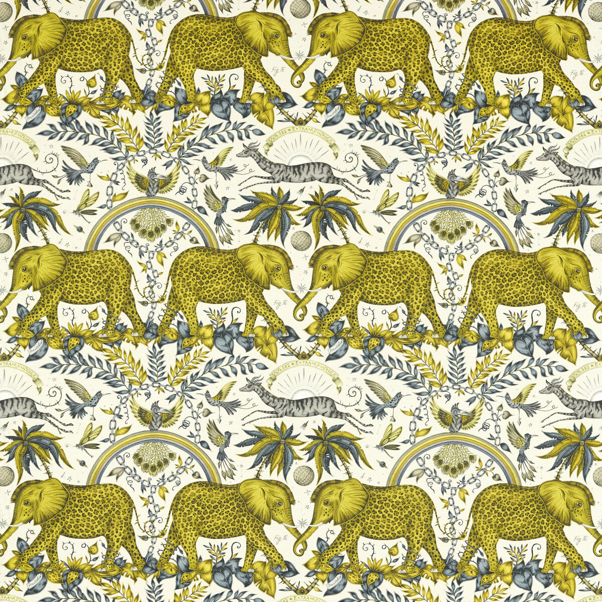Zambezi Linen fabric in gold color - pattern F1495/01.CAC.0 - by Clarke And Clarke in the Wilderie By Emma J Shipley For C&C collection