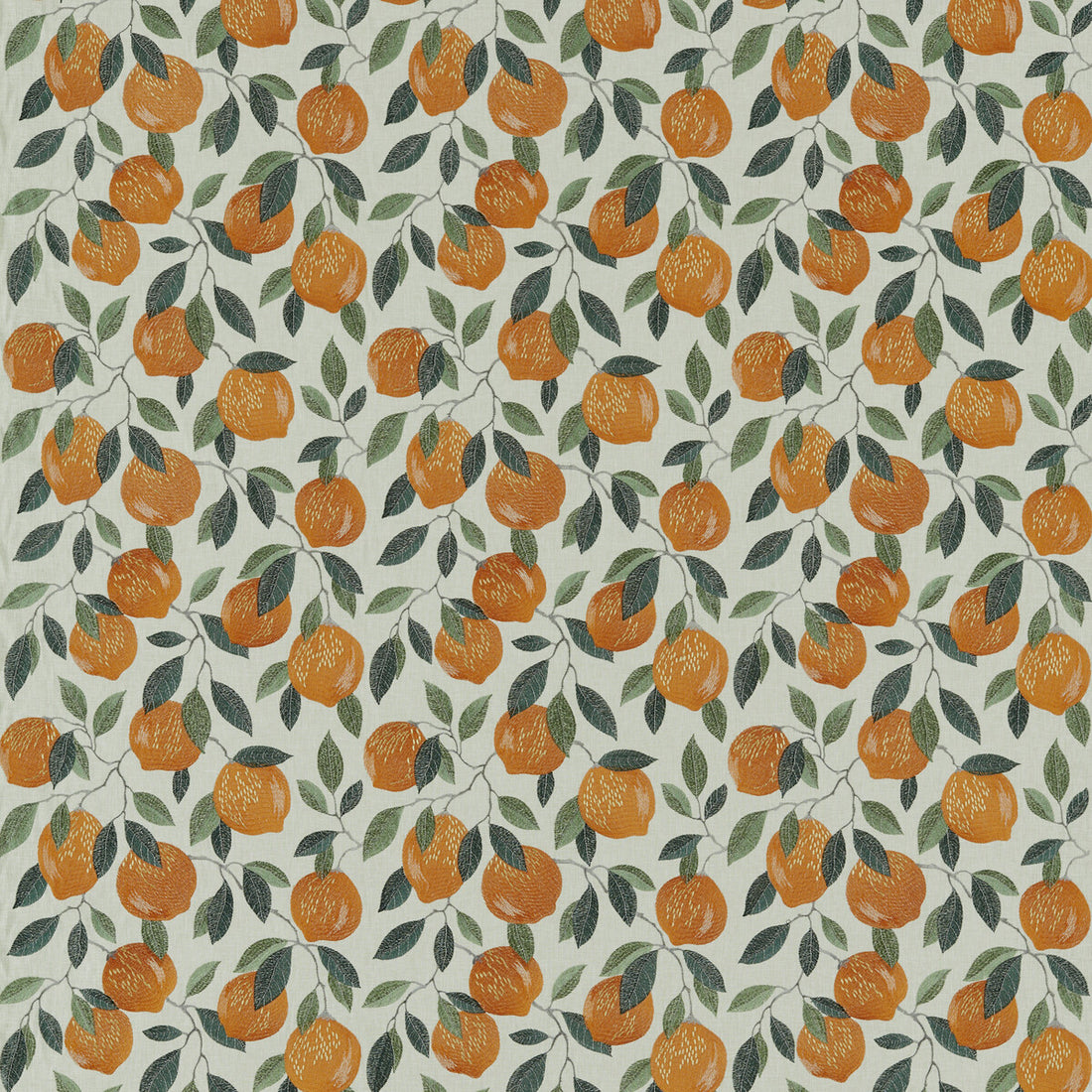 Sicilian fabric in orange color - pattern F1508/02.CAC.0 - by Clarke And Clarke in the Clarke &amp; Clarke Pomarium collection