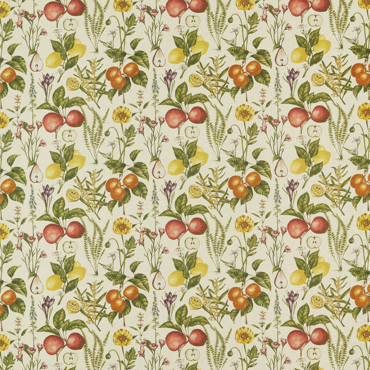 Sorento fabric in multi/linen color - pattern F1509/04.CAC.0 - by Clarke And Clarke in the Clarke & Clarke Pomarium collection