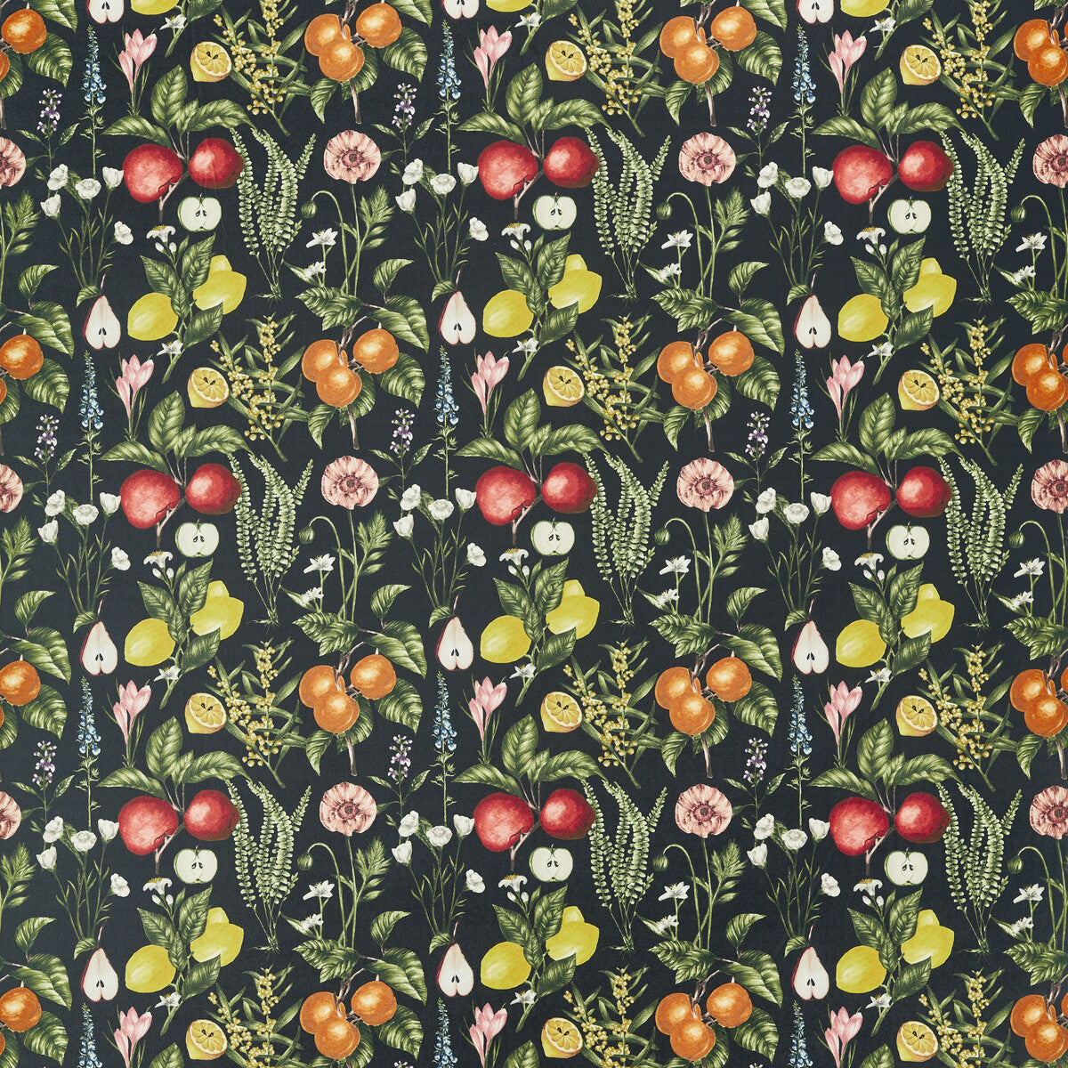 Sorento fabric in ebony velvet color - pattern F1510/01.CAC.0 - by Clarke And Clarke in the Clarke & Clarke Pomarium collection