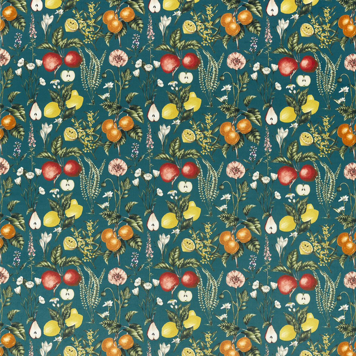 Sorento fabric in teal velvet color - pattern F1510/02.CAC.0 - by Clarke And Clarke in the Clarke & Clarke Pomarium collection