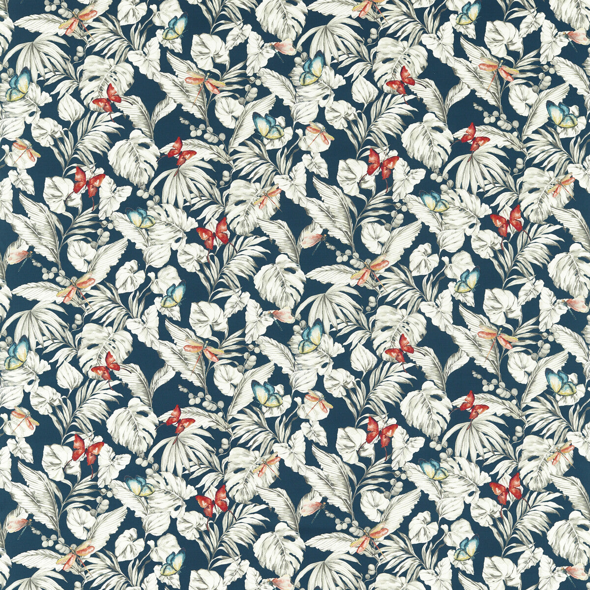 Acadia fabric in midnight color - pattern F1513/03.CAC.0 - by Clarke And Clarke in the Amazonia By Studio G For C&C collection