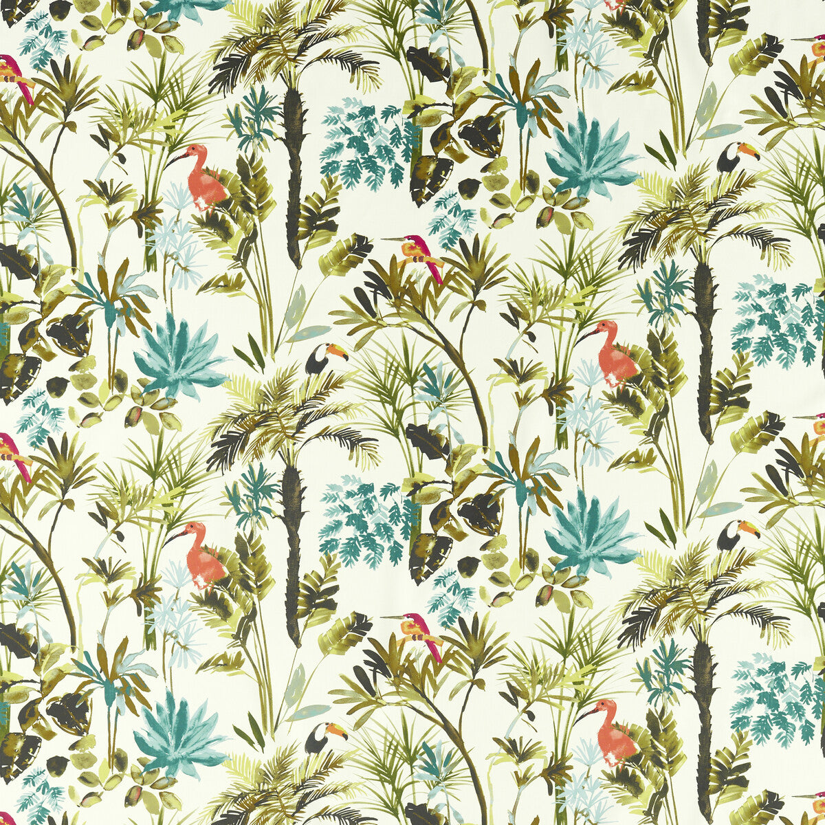 Palm fabric in sky color - pattern F1518/02.CAC.0 - by Clarke And Clarke in the Amazonia By Studio G For C&C collection