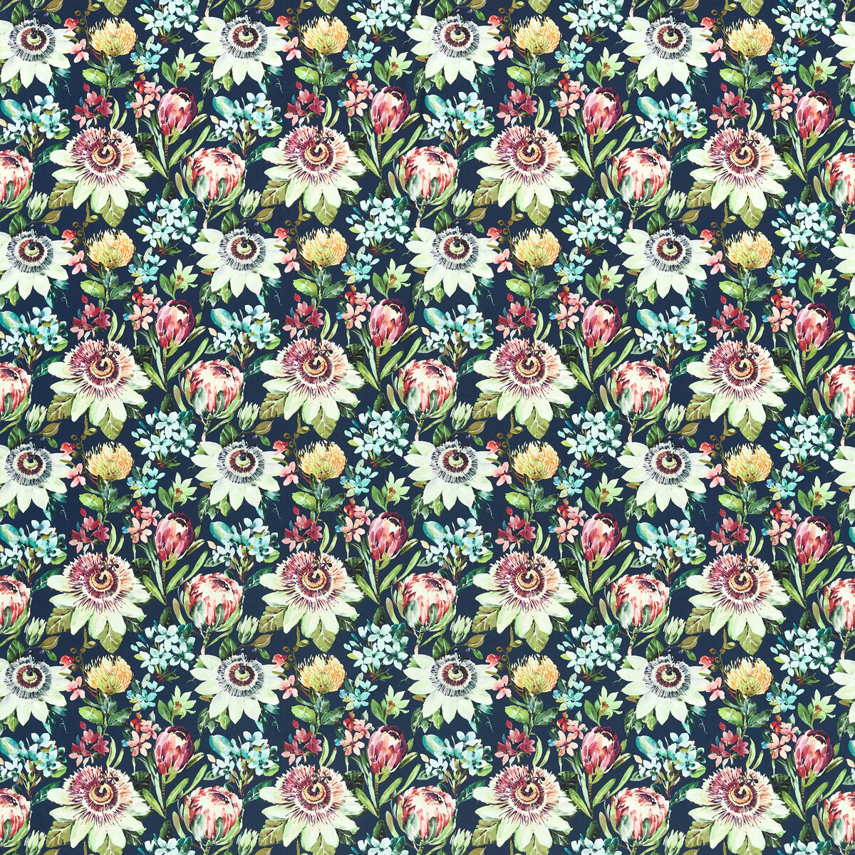 Paradise fabric in midnight velvet color - pattern F1520/01.CAC.0 - by Clarke And Clarke in the Amazonia By Studio G For C&C collection