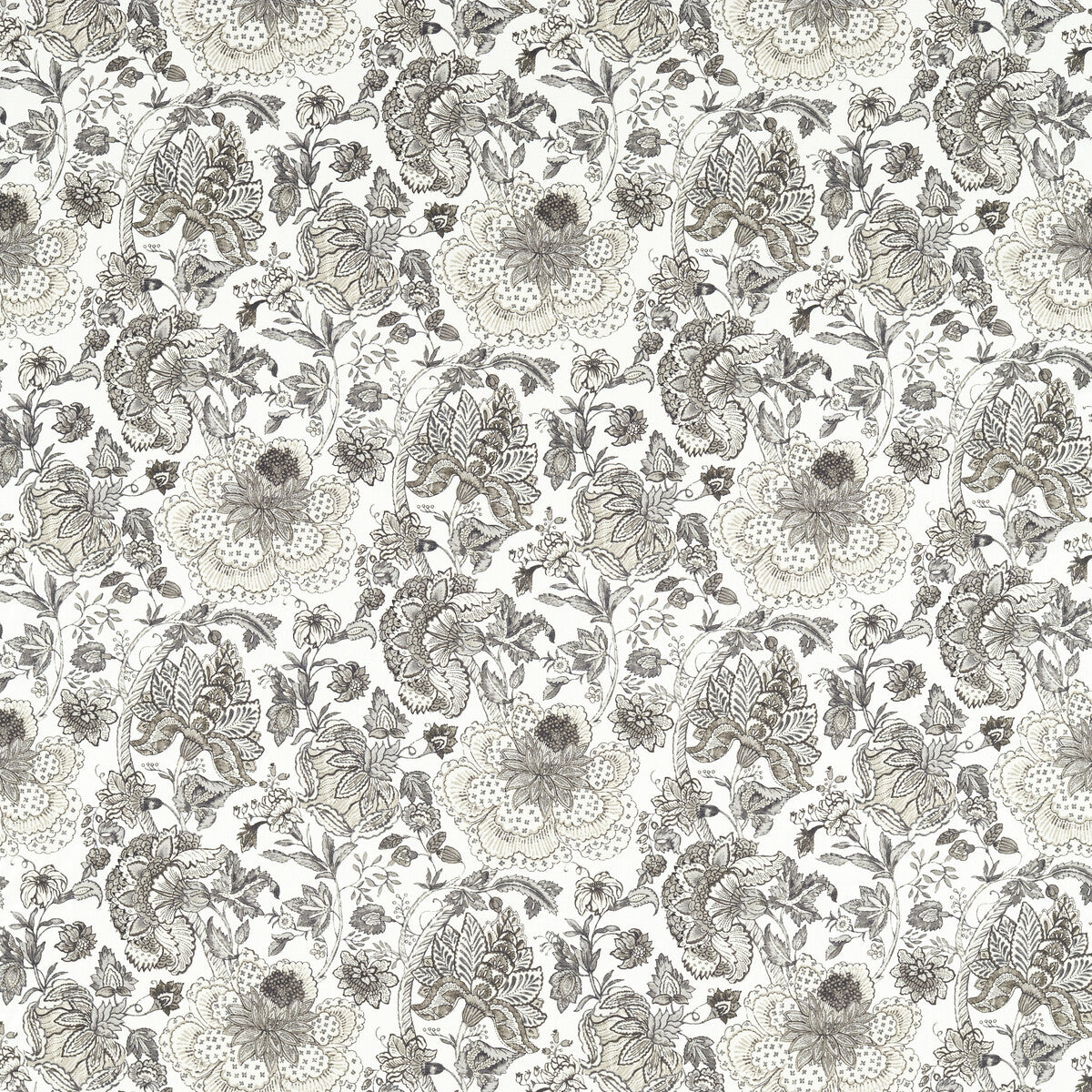 Lucienne fabric in charcoal/linen color - pattern F1542/01.CAC.0 - by Clarke And Clarke in the Clarke & Clarke Vintage collection