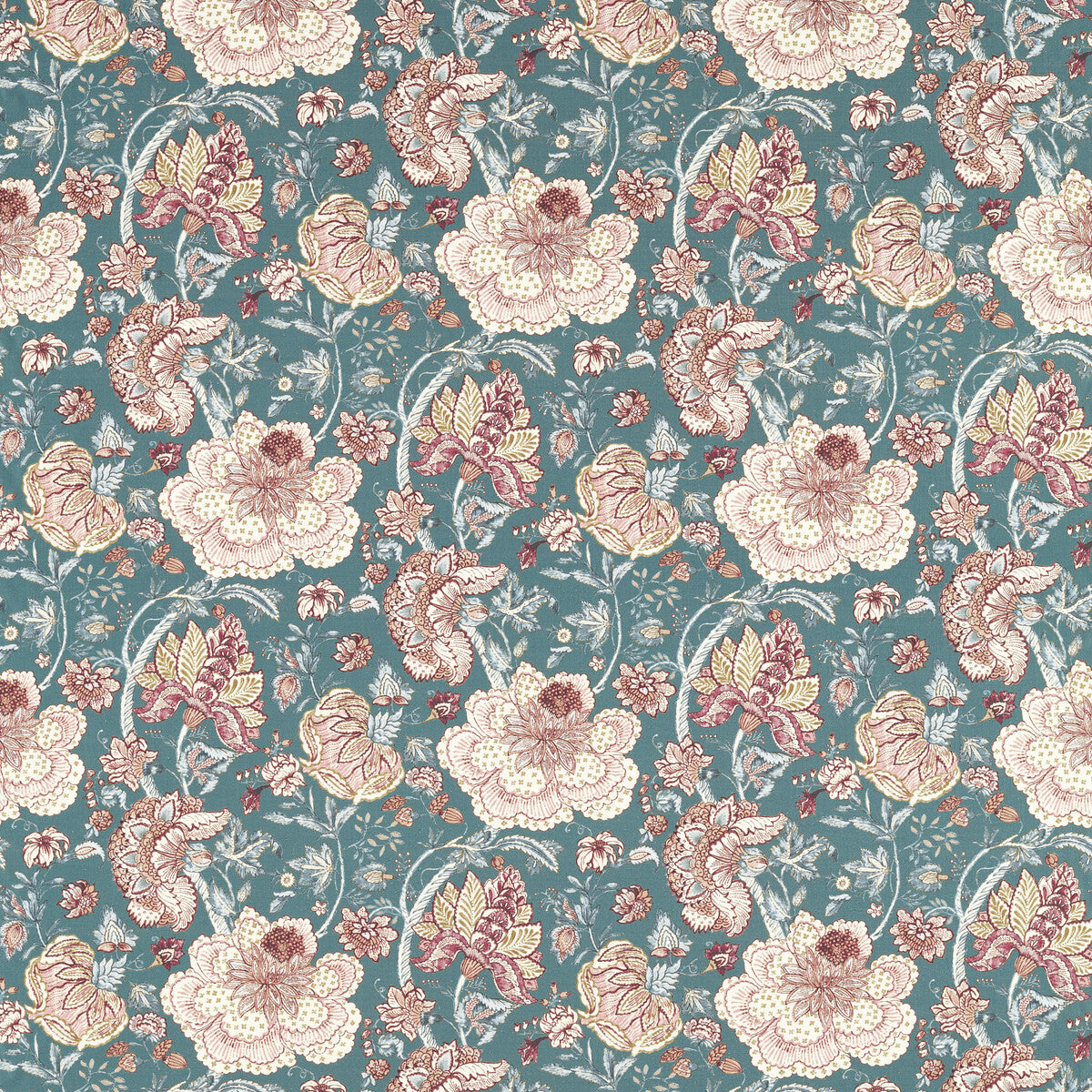 Lucienne fabric in teal color - pattern F1542/04.CAC.0 - by Clarke And Clarke in the Clarke & Clarke Vintage collection