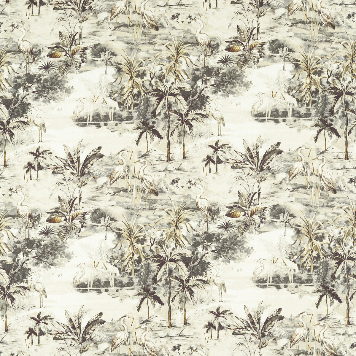Habitat fabric in charcoal/linen color - pattern F1546/01.CAC.0 - by Clarke And Clarke in the Clarke & Clarke Vintage collection