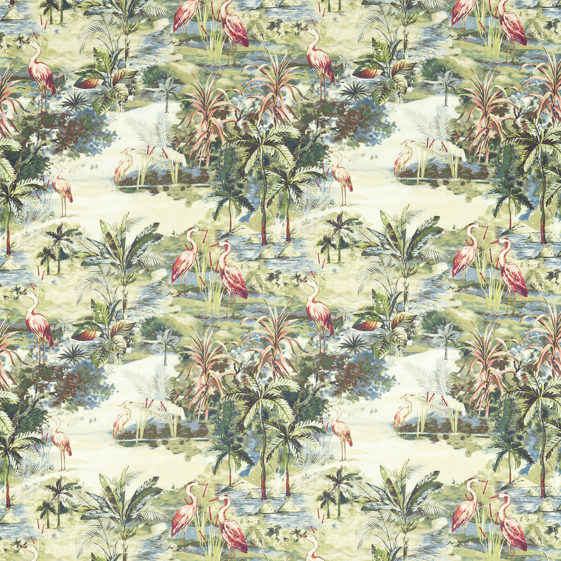 Habitat fabric in lagoon color - pattern F1546/02.CAC.0 - by Clarke And Clarke in the Clarke &amp; Clarke Vintage collection