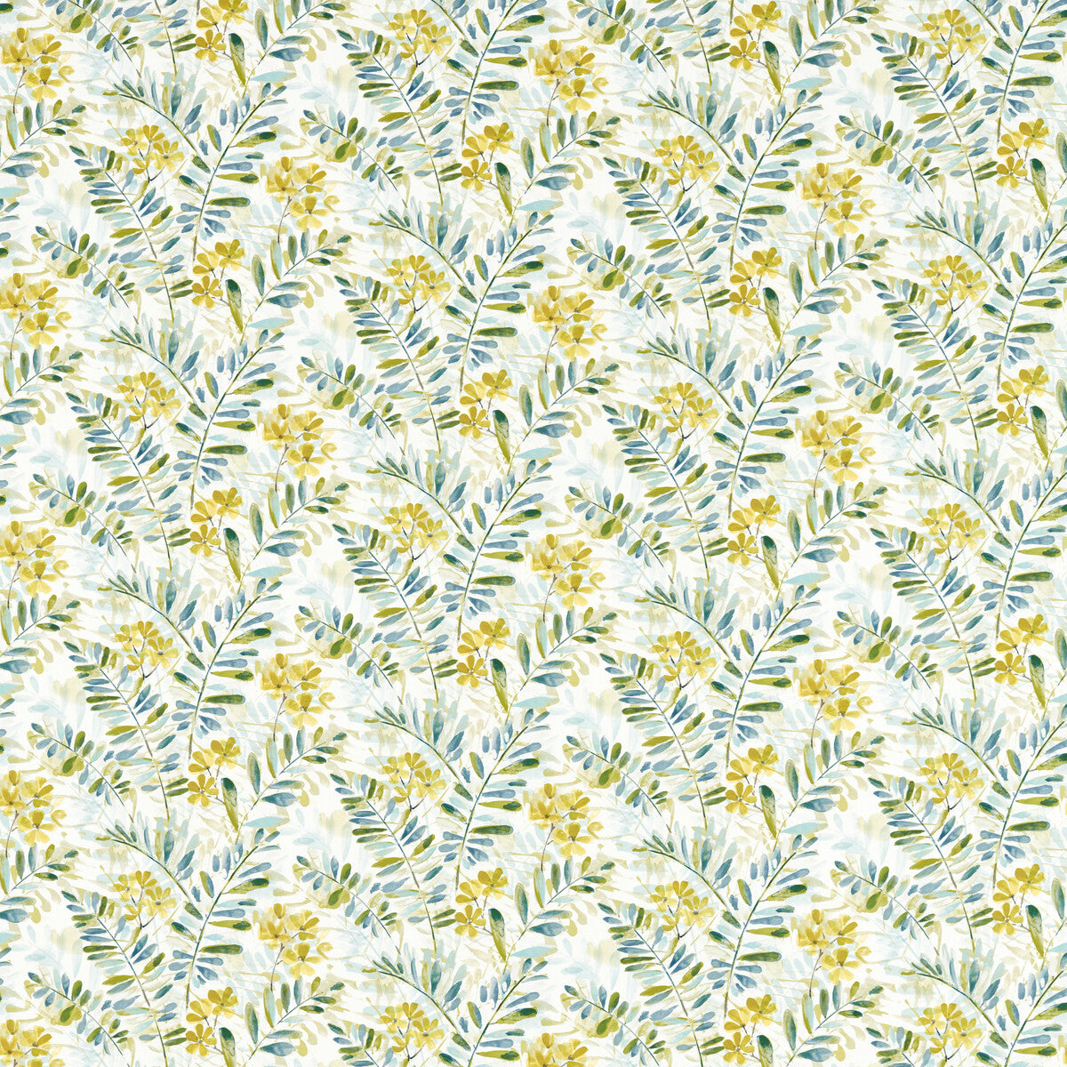 New Grove fabric in denim/citrus color - pattern F1560/02.CAC.0 - by Clarke And Clarke in the Country Escape By Studio G For C&C collection