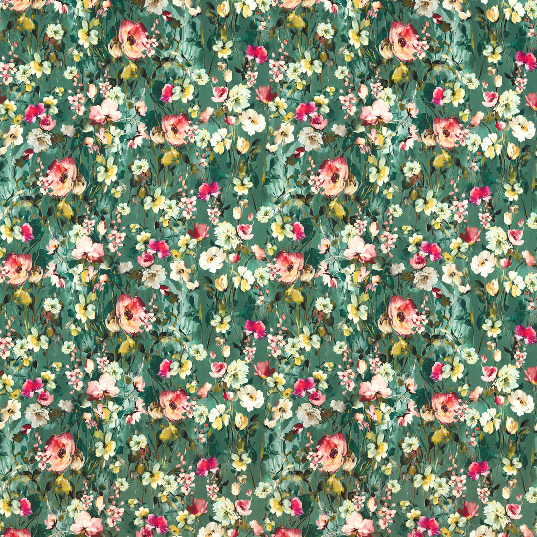 Wild Meadow fabric in mineral velvet color - pattern F1575/03.CAC.0 - by Clarke And Clarke in the Floral Flourish By Studio G For C&amp;C collection